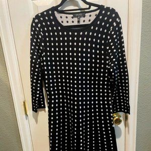 Spense Black/White Polka Dot Swing Sweater Dress